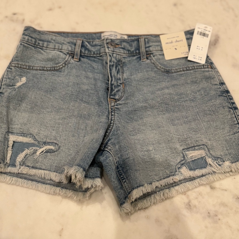 Abercrombie Kids Distressed Blue Jean Shorts -NWT